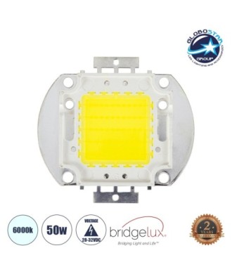 GLOBOSTAR® COBCHIP 73762 Cob LED 50W 5000lm 120° DC 28-32V IP20 Ψυχρό Λευκό 6000K Dimmable - Bridgelux COB Chip - Μ5.6 x Π5.2 x Υ0.6cm - 2 Χρόνια Εγγύηση
